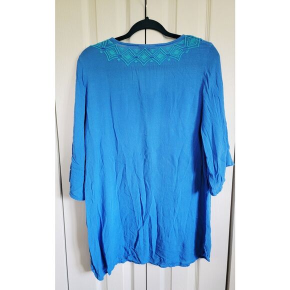 Lilly Pulitzer XL Long Sleeve Tunic Blouse Bluebell Gauze PB Collection‎ V-Neck - Picture 2 of 6